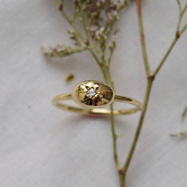 Diamond Star Ring, Gold Celestial Ring, Gold Star Ring, Gold Diamond Star Ring, Starburst Ring