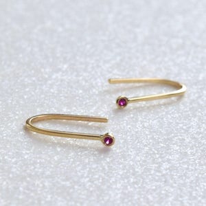 Ruby Mini Magnets 14k Gold Ruby Earrings Ruby Jewelry Gold Ruby Studs Small Ruby Studs Ruby Hoop Earrings image 3