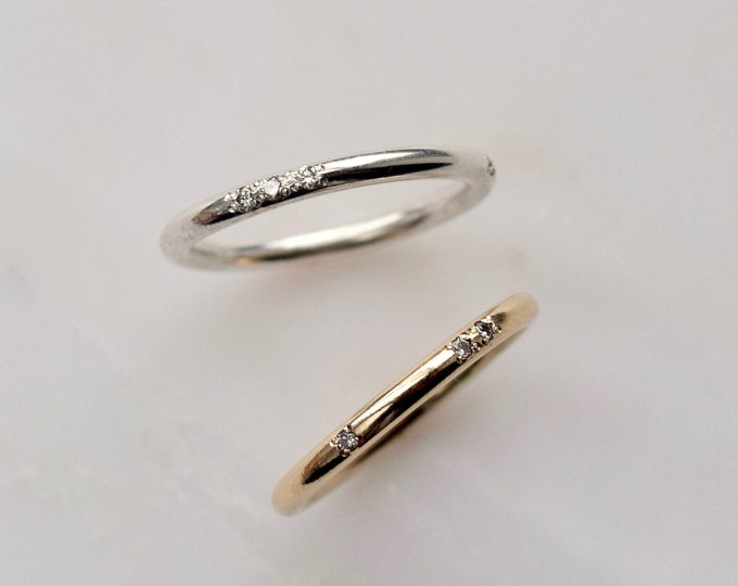 Diamond Morse Code Ring - Morse Code Jewelry, Gold Diamond Band, Personalized Wedding Band, Children Name Ring, Gold Name Ring