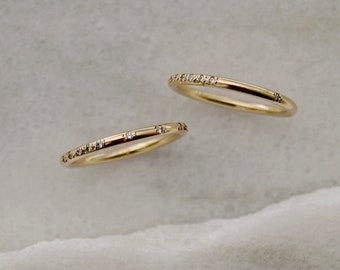 Diamond Morse Code Ring - Diamond Gold Band, Custom Wedding Band, Simple Diamond Band, Morse Code Jewelry, Hidden Message Ring
