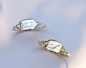 Large Octagon Signet - Monogram Signet Ring, Initial Signet Ring, Engraved Signet Ring, Statement Signet Ring, Octagon Signet