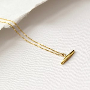 Balance Necklace 14k Solid Gold Necklace, 14k Gold Pendant Necklace, Balance Necklace, 14k Gold Bar Necklace, Horizontal Bar Necklace image 2