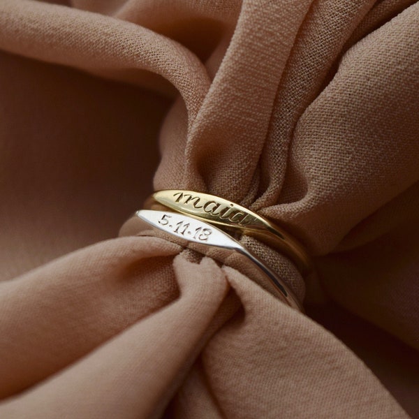 Slim Signet - Silver Signet Ring, 14k Gold Signet Ring, Pinky Signet Ring, Solid Gold Signet Ring, Engraved Signet Ring