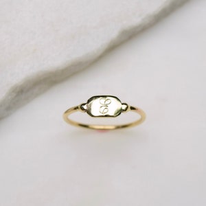 Octagon Initial Signet - 14k Gold Signet Ring, Initial Signet Ring, Engraved Signet Ring, Octagon Signet Ring, Dainty Signet Ring