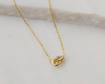 NEW! Why Knot Necklace - 14k Gold Diamond Knot Necklace