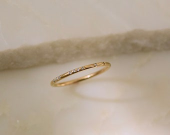 Slim Diamond Morse Code Ring