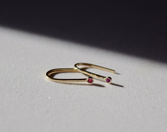 Ruby Mini Magnets - 14k Gold Ruby Earrings Ruby Jewelry Gold Ruby Studs Small Ruby Studs Ruby Hoop Earrings