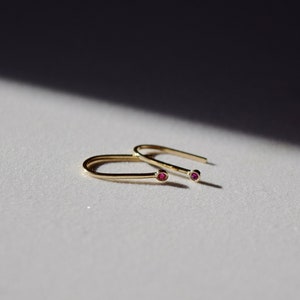 Ruby Mini Magnets 14k Gold Ruby Earrings Ruby Jewelry Gold Ruby Studs Small Ruby Studs Ruby Hoop Earrings image 1