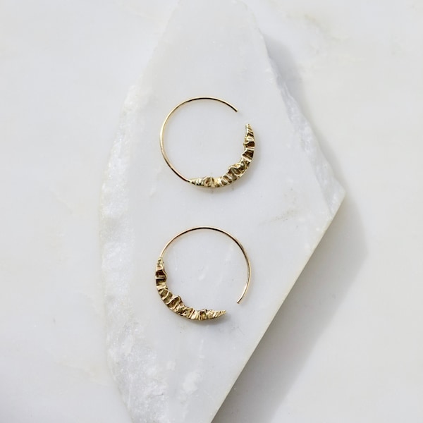 Mountain Hoops - Gold Mountain Earrings,  Gold Nature Jewelry, Mountain Lover Gift, Gold Nature Earrings, Nature Hoop Earrings