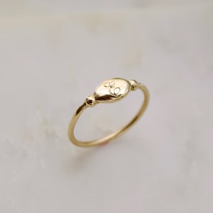 Oval Initial Signet  - 14k Gold Initial Ring, Initial Signet Ring, Dainty Initial Ring, Engraved Signet Ring, Diamond Initial Ring