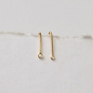 Diamond Hook Earrings Gold Diamond Studs, White Diamond Hoops, Diamond Stud Earrings, White Diamond Earrings, Gold Diamond Hoops image 5