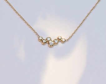 Diamond Cluster Necklace, Multi Diamonds Necklace, Celestial Necklace, Diamond Pendant Necklace