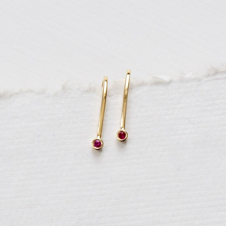 Ruby Mini Magnets 14k Gold Ruby Earrings Ruby Jewelry Gold Ruby Studs Small Ruby Studs Ruby Hoop Earrings image 4