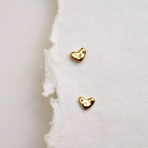 Ripple Heart Studs Solid Gold Heart Studs 14k Gold Earrings Gold Heart Earrings Small Gold Earrings image 4