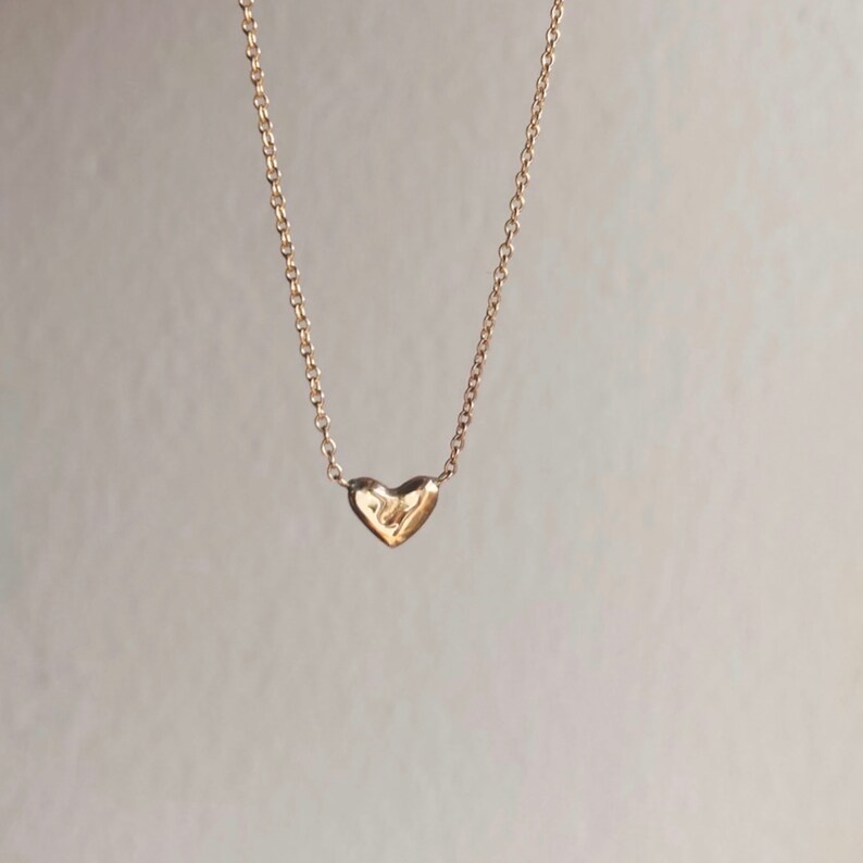 14k Solid Gold Heart Necklace Small Gold Heart Necklace Etsy