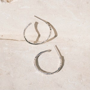 Ripple Hoops Textured Hoop Earrings Silver Wave Hoops Gold Wave Earrings Simple Statement Hoops image 3