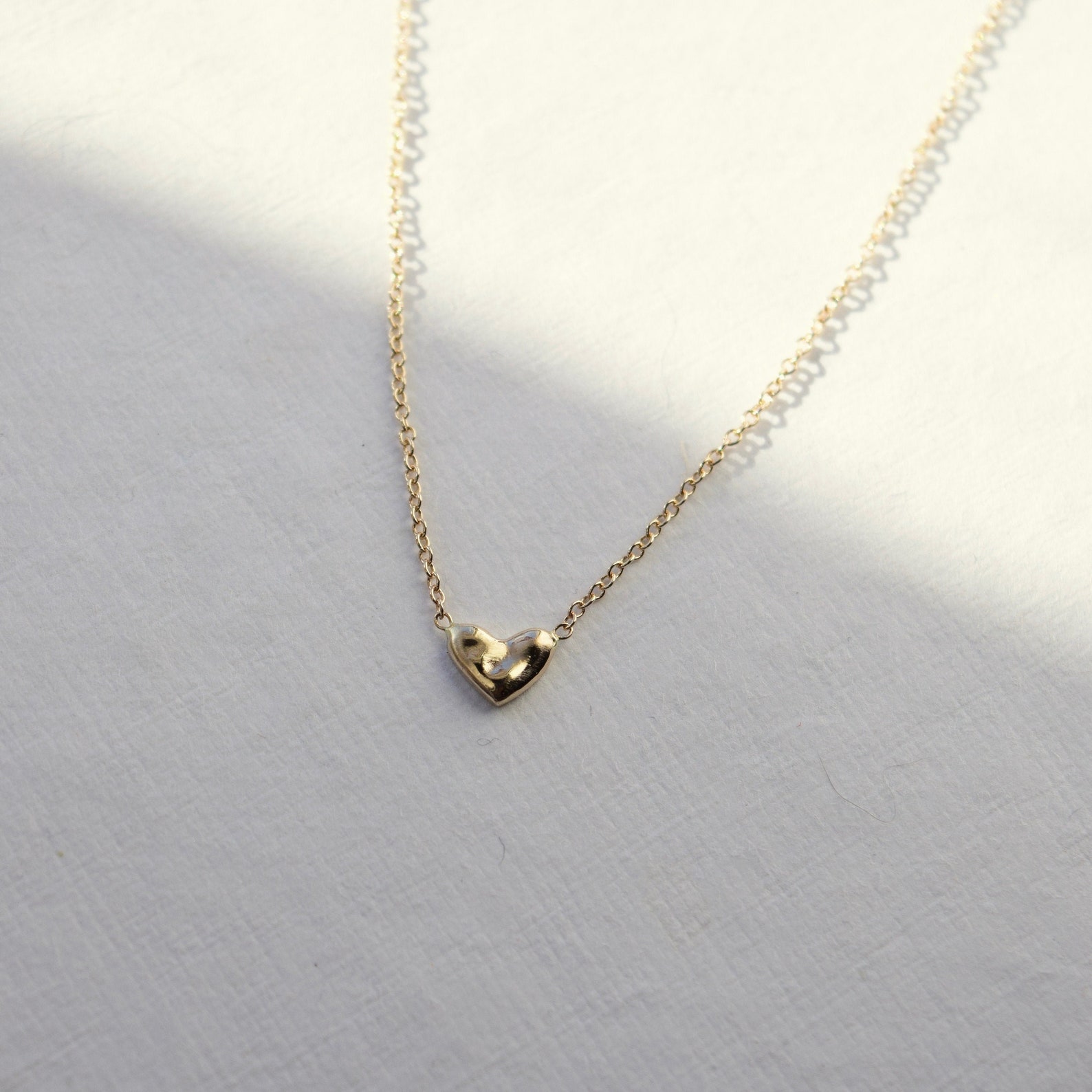 14k Solid Gold Heart Necklace Small Gold Heart Necklace Etsy