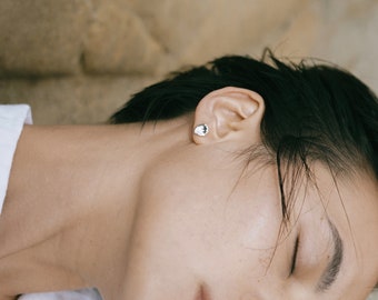 Silver Keshi Pearl Studs - Silver Nature Studs, Keshi Pearl Studs, Keshi Pearl Jewelry, Silver Shell Earrings