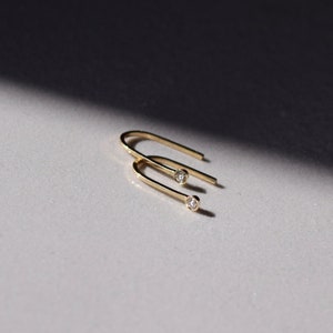 Diamond Hook Earrings Gold Diamond Studs, White Diamond Hoops, Diamond Stud Earrings, White Diamond Earrings, Gold Diamond Hoops image 3