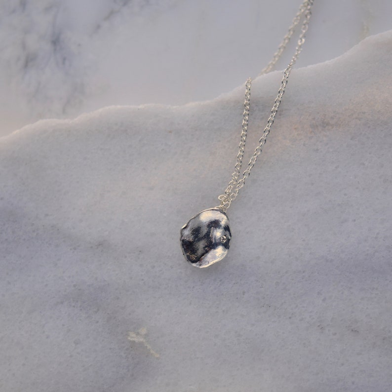 Diamond Keshi Necklace Baroque Pearl Necklace. Large Pearl Necklace. Silver Pearl Necklace. image 6
