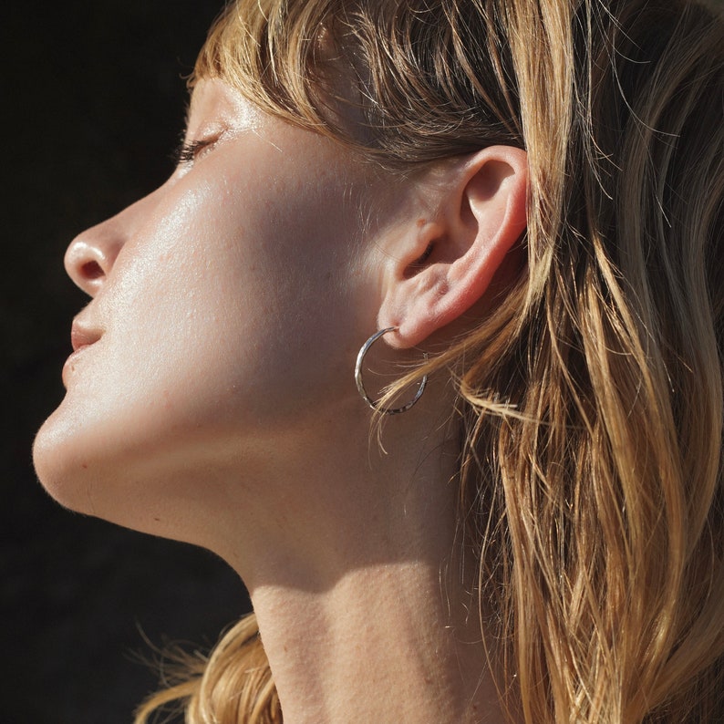 Ripple Hoops Textured Hoop Earrings Silver Wave Hoops Gold Wave Earrings Simple Statement Hoops image 5