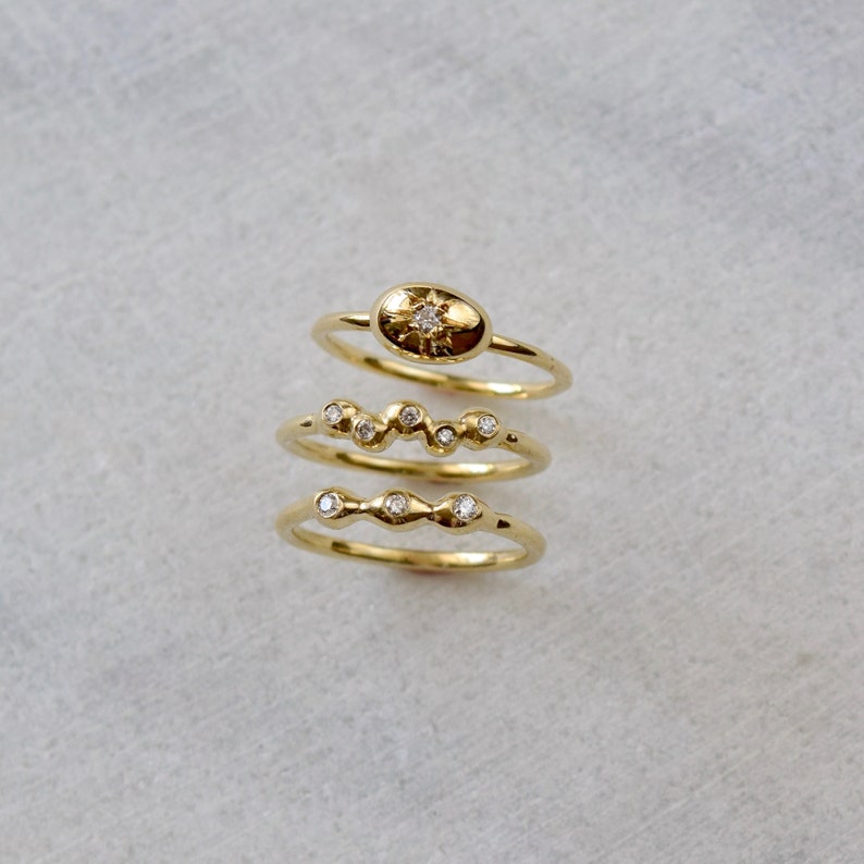 Diamond Star Ring, Gold Celestial Ring, Gold Star Ring, Gold Diamond Star Ring, Starburst Ring image 7