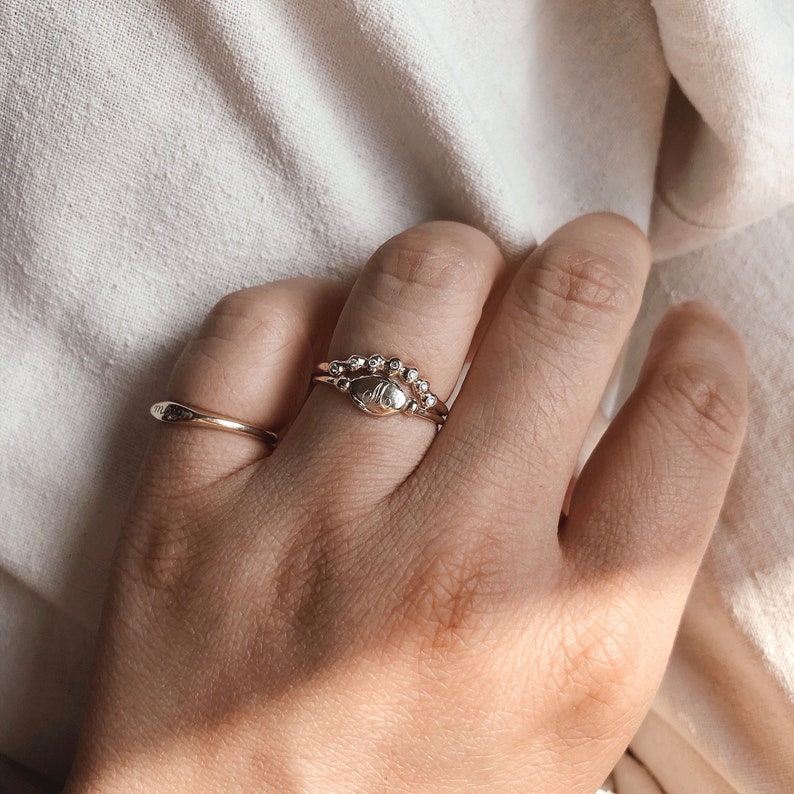 Oval Initial 14k Gold Initial Ring Initial Etsy