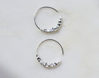 Mountain Hoops - Silver Nature Earrings, Silver Mountain Earrings, Mountain Jewelry, Small Hoop Earrings, Small Silver Hoops