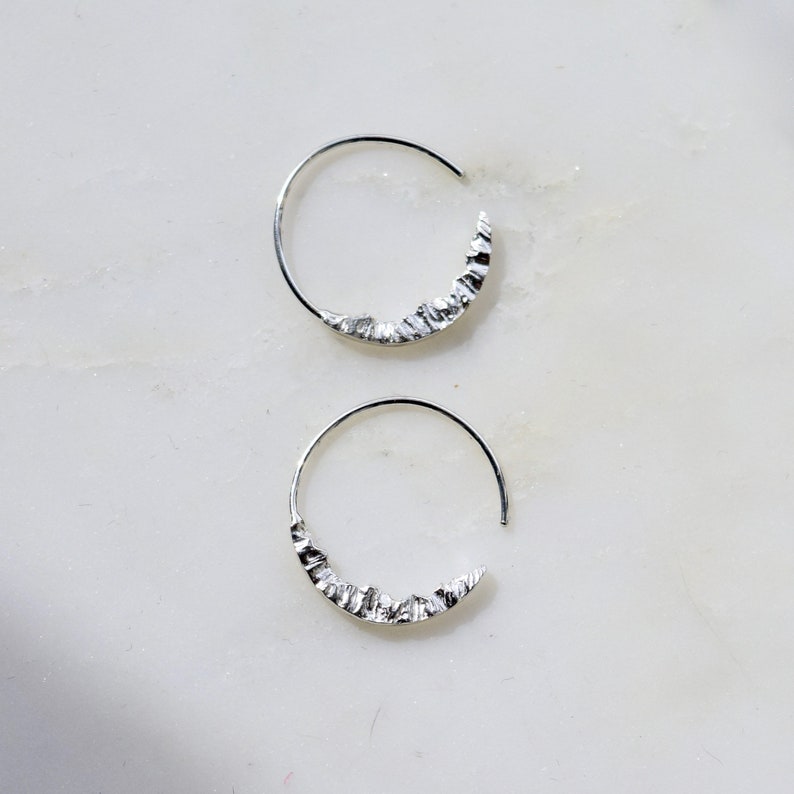 Mountain Hoops Silver Nature Earrings, Silver Mountain Earrings, Mountain Jewelry, Small Hoop Earrings, Small Silver Hoops image 1