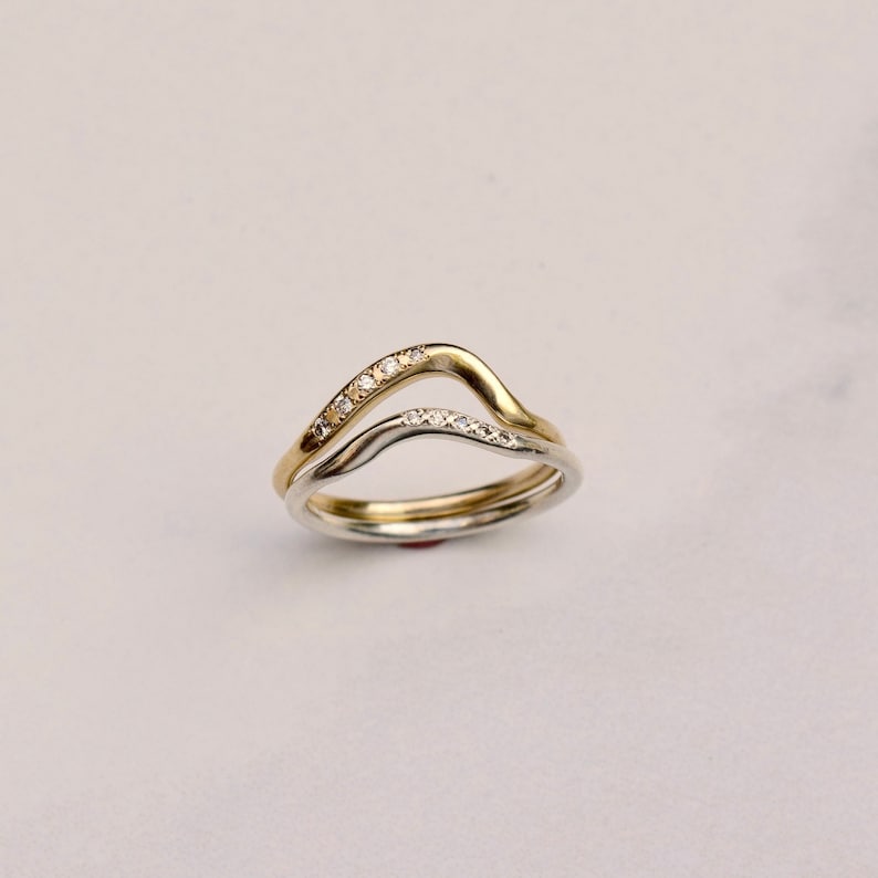 Small Wave Ring Single Diamond Wave Ring Wave Ring Band Simple Nature Ring Wave Jewelry image 3