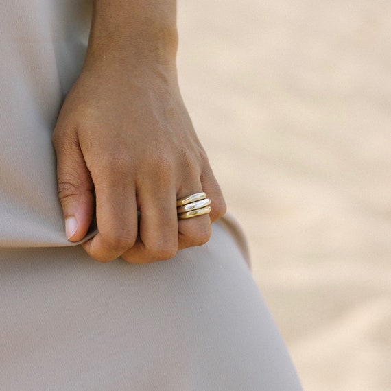 Gold Statement Ring Silver Faceted Ring Chunky Stacking Etsy UK