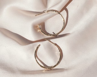 Ripple Hoops - Textured Hoop Earrings Silver Wave Hoops Gold Wave Earrings Simple Statement Hoops