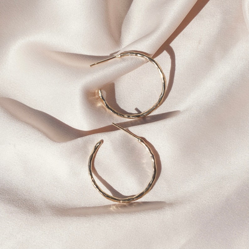 Ripple Hoops Textured Hoop Earrings Silver Wave Hoops Gold Wave Earrings Simple Statement Hoops image 1