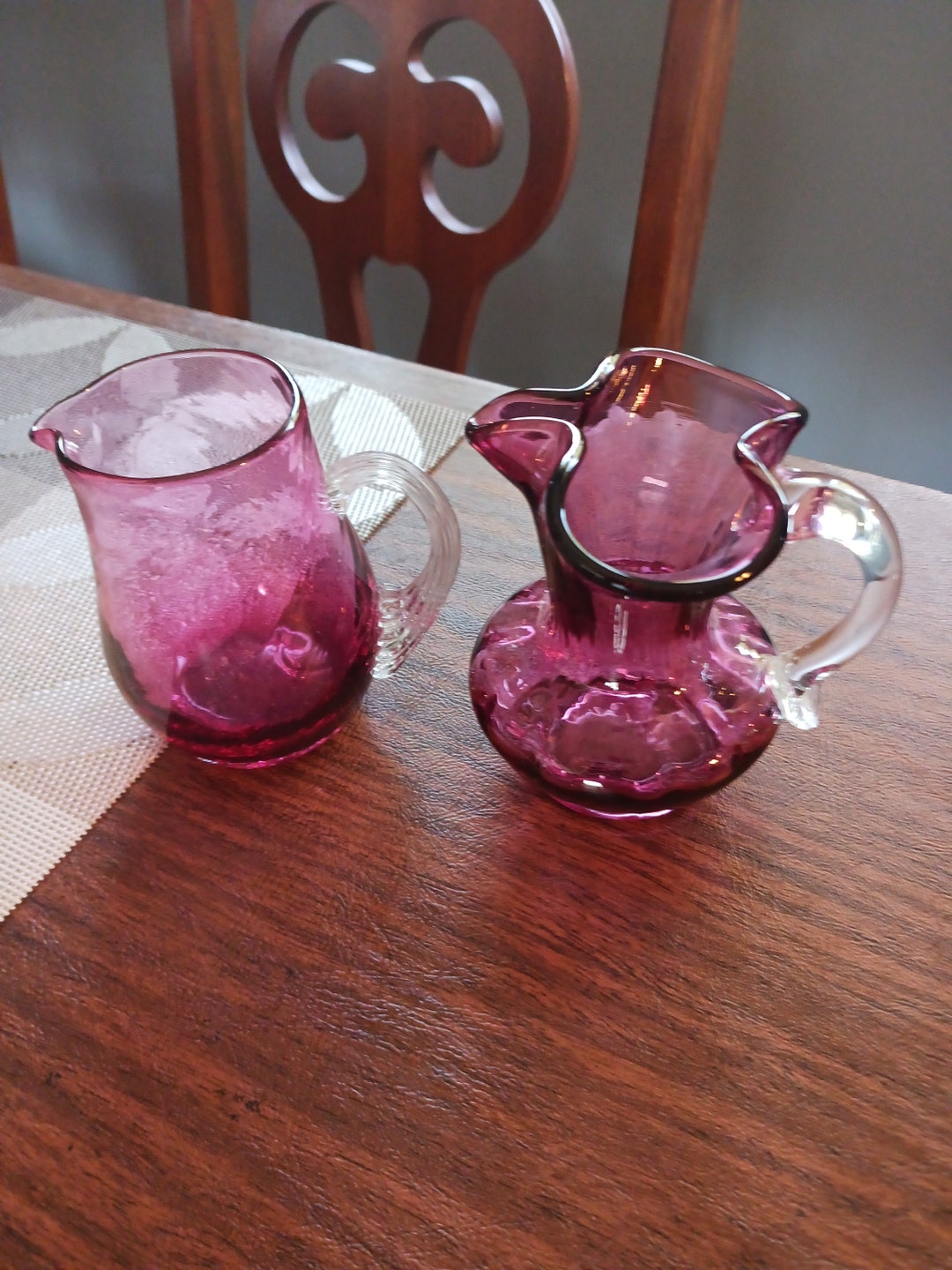 Vintage Cranberry Glass Small Pitchers - Etsy
