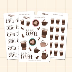 Coffee Stickers, But First Coffee, Coffee Lover Stickers, Barista Sticker, Iced Coffee Sticker, Journal Stickers, Illustrated Stickers