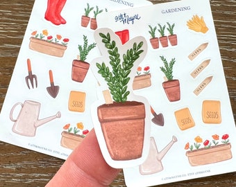 Gardening Sticker Sheet: Plant Deco, Planner Stickers