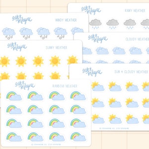 Mini Weather Icon Pack, Planner Stickers, Illustrated Stickers, Cute Stickers, Deco Stickers, Original Art