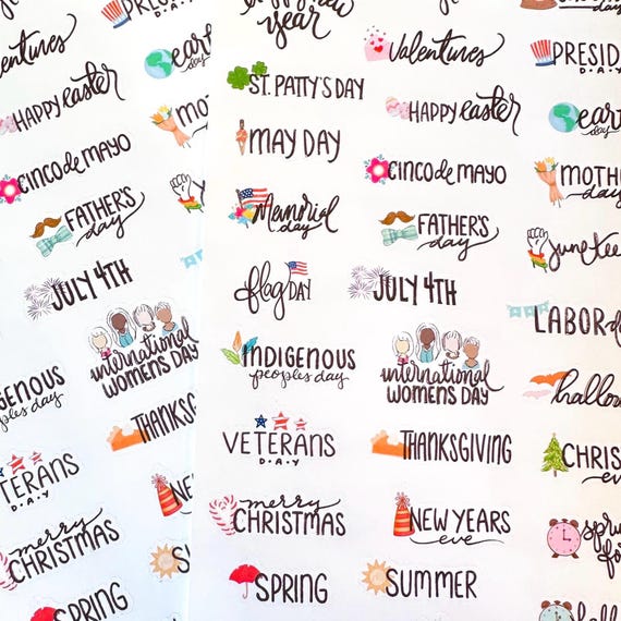 Holiday Planner Sticker Sheet: Celebration Icons for Journals