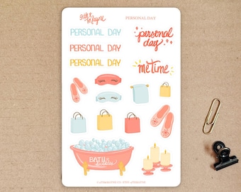 Self Care Planner Stickers: Spa Day Scrapbook Stickers