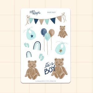 Baby Boy Sticker Sheet: Hand-Drawn Planner Stickers
