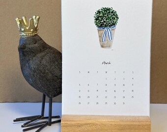 Mini Desk Calendar, 2024, Watercolor Calendar, Easel Calendar, Small Calendar, Teacher Gift, Gift for Her