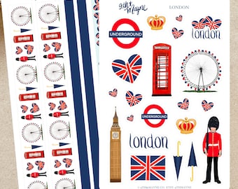 London England Planner Stickers: Travel Scrapbook Stickers