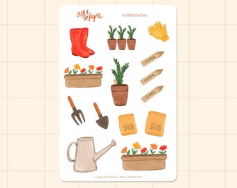 Gardening Sticker Sheet Planner Scrapbooking Bujo Hand-Drawn