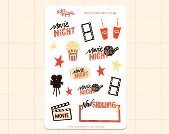 Movie Planner Stickers, Calendar Stickers, Themed Sticker Sheets Set, Bullet Journal Decorations