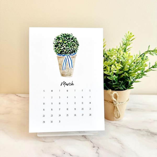 Academic Year 4x6 Desk Calendar – Monthly Watercolor Illustrations (June 2026 - July 2027)