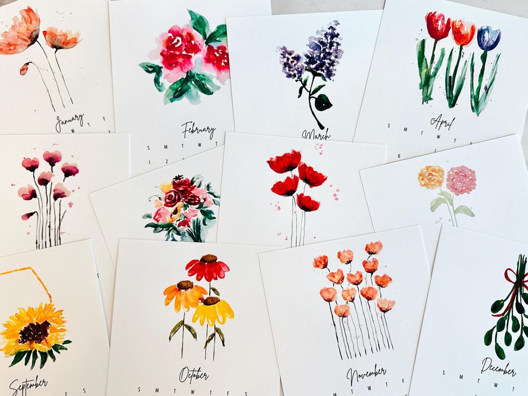 2026 Floral Desk Calendar: Watercolor Wildflower Monthly Easel Art 4x6 ...
