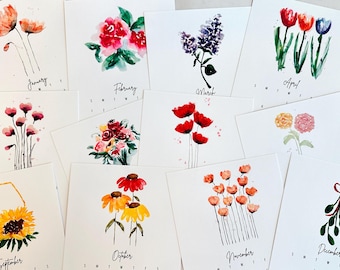2026 Floral Desk Calendar: Watercolor Wildflower Monthly Easel Art 4x6 5x7 11x14