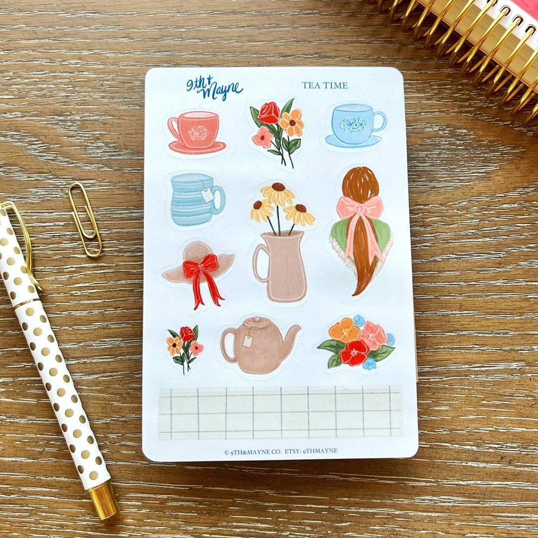 Cozy Tea Sticker Sheet: Journaling, Planner, and Scrapbook Stickers - Etsy