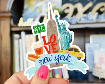 NYC Cityscape Luggage Sticker: New York Travel Souvenir
