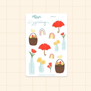 Springtime Sticker Sheet: Hand-Drawn Planner Stickers